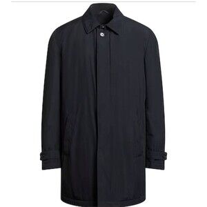 Schneiders Salzburg Men's Black Microfiber Trench Coat Wool Blend Lining Size 40